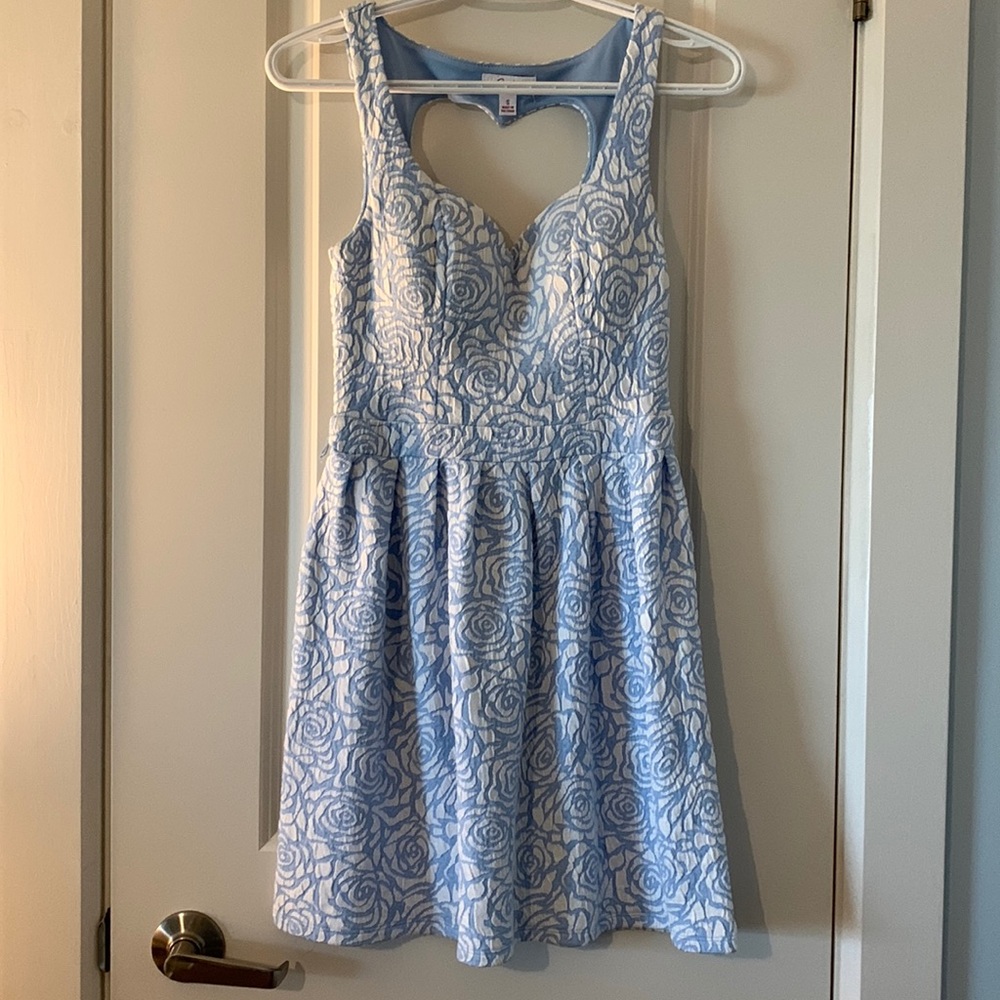 Blue and white dress